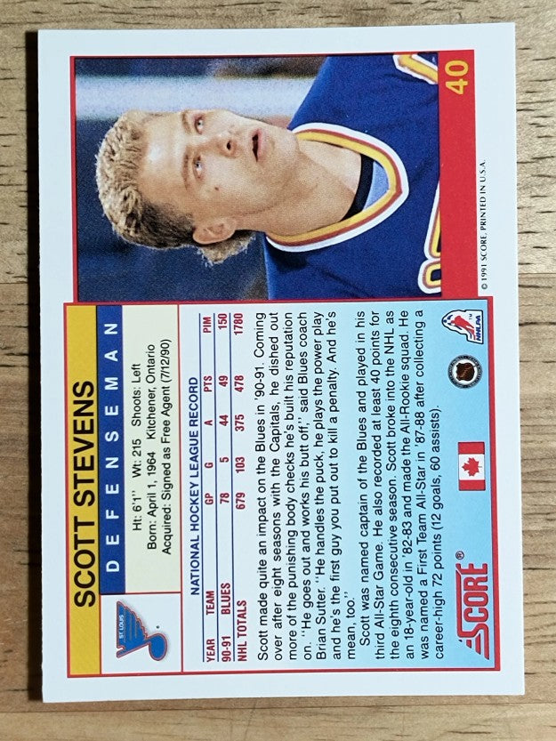 1991-92 Score Canadian English #40 Scott Stevens