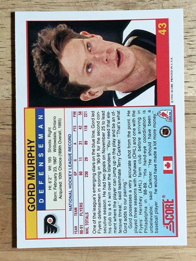 1991-92 Score Canadian English #43 Gord Murphy