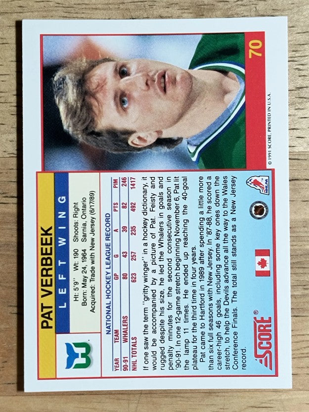1991-92 Score Canadian English #70 Pat Verbeek