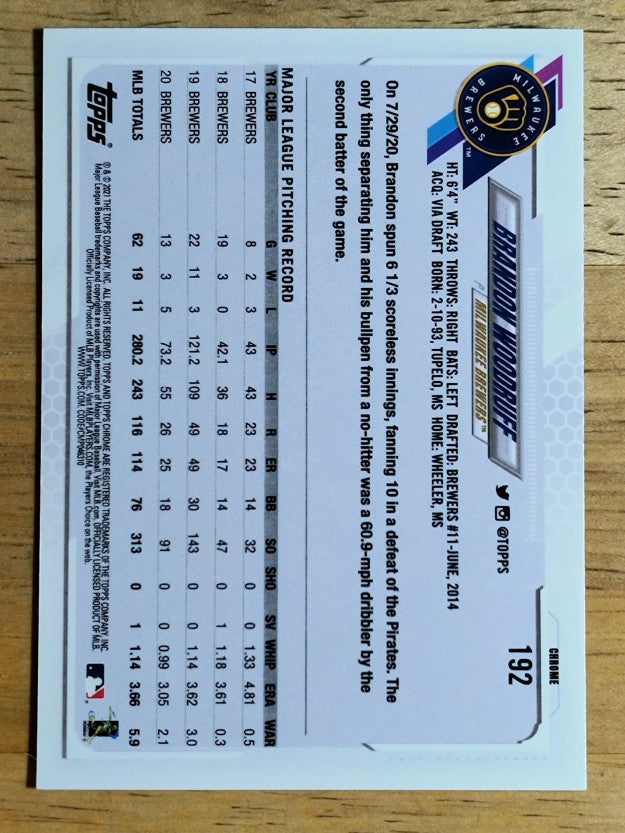 2021 Topps Chrome #192 Brandon Woodruff
