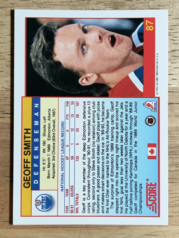 1991-92 Score Canadian English #87 Geoff Smith