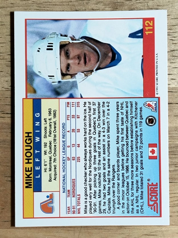 1991-92 Score Canadian English #112 Mike Hough