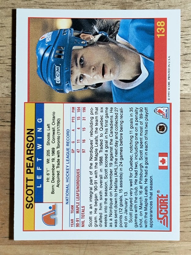 1991-92 Score Canadian English #138 Scott Pearson