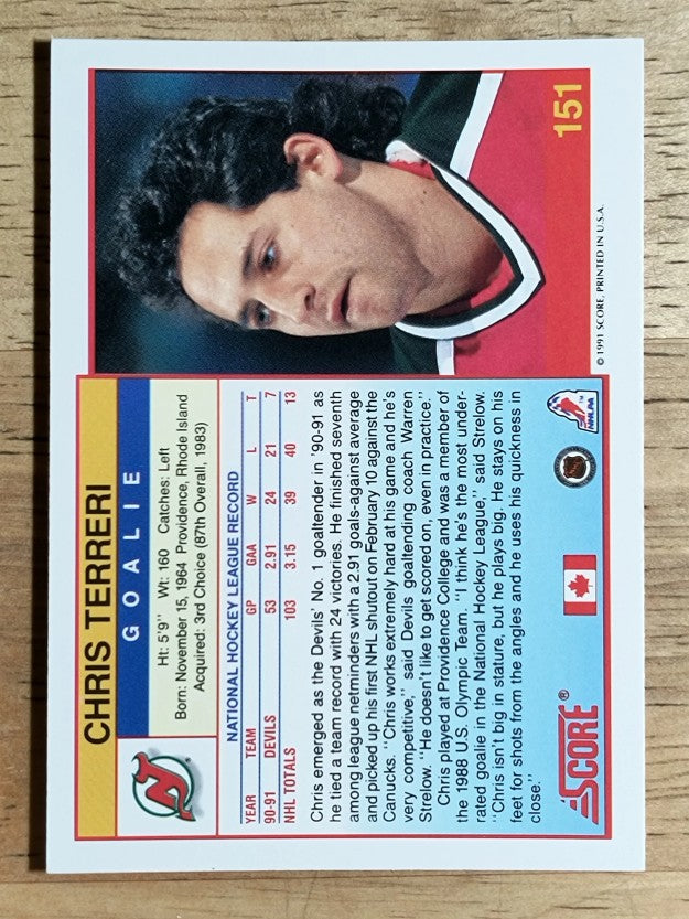 1991-92 Score Canadian English #151 Chris Terreri