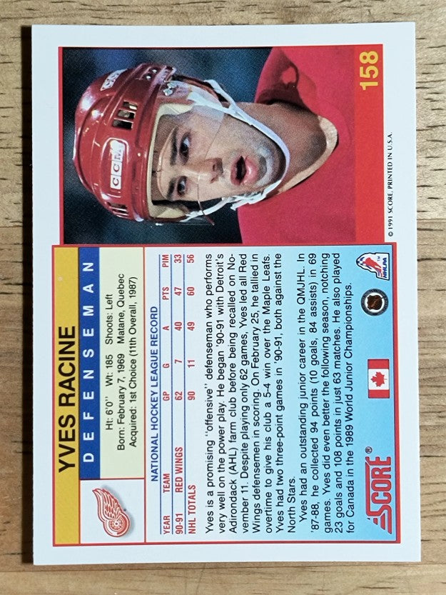 1991-92 Score Canadian English #158 Yves Racine