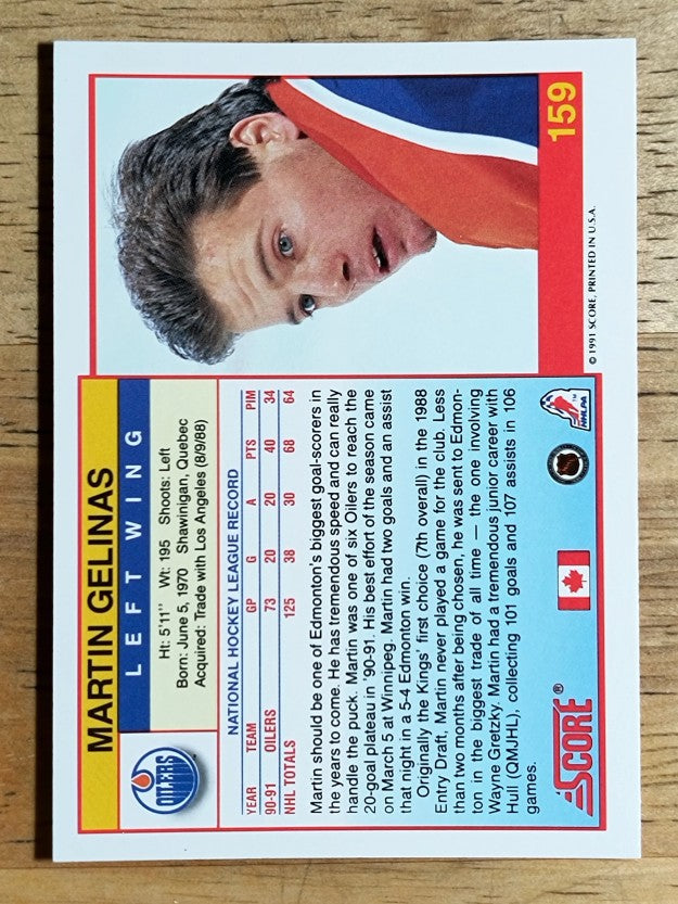 1991-92 Score Canadian English #159 Martin Gelinas