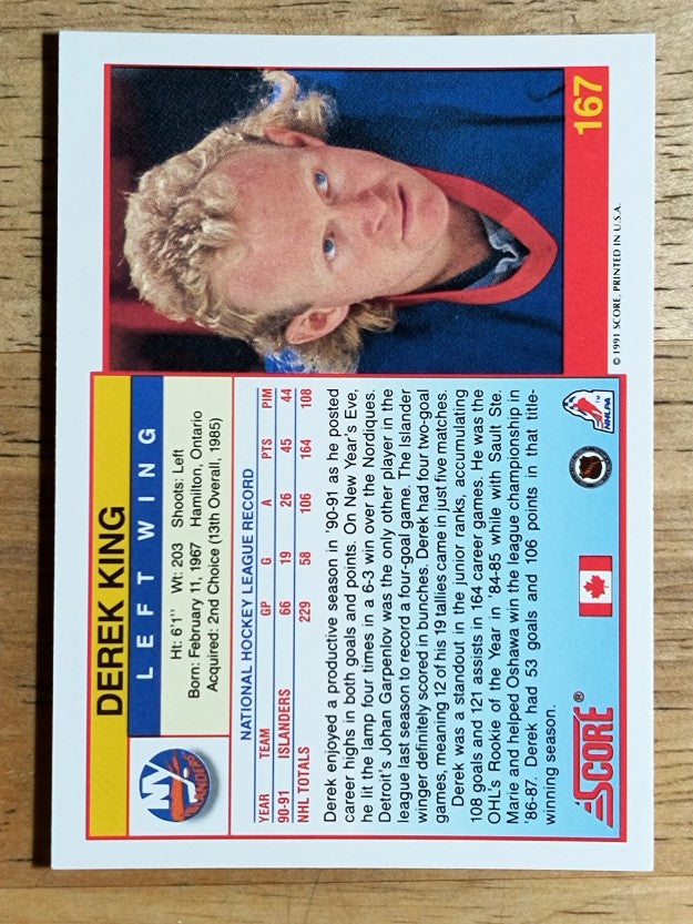 1991-92 Score Canadian English #167 Derek King