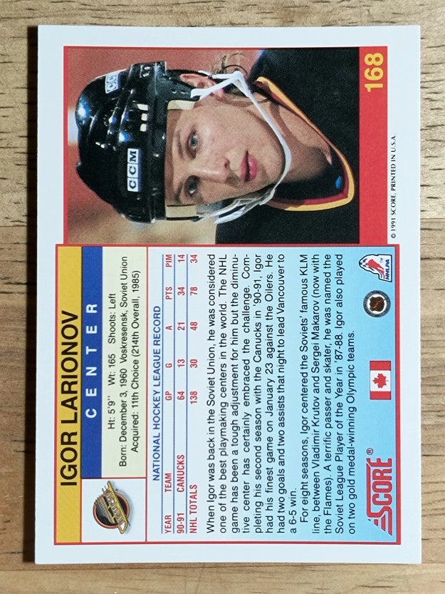 1991-92 Score Canadian English #168 Igor Larionov
