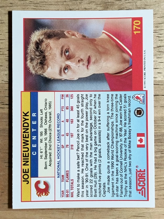 1991-92 Score Canadian English #170 Joe Nieuwendyk