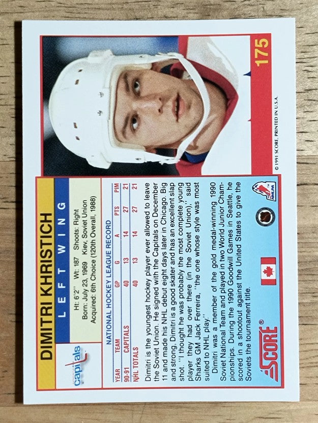 1991-92 Score Canadian English #175 Dimitri Khristich