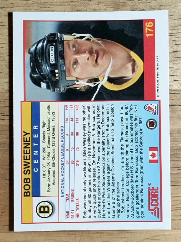 1991-92 Score Canadian English #176 Bob Sweeney