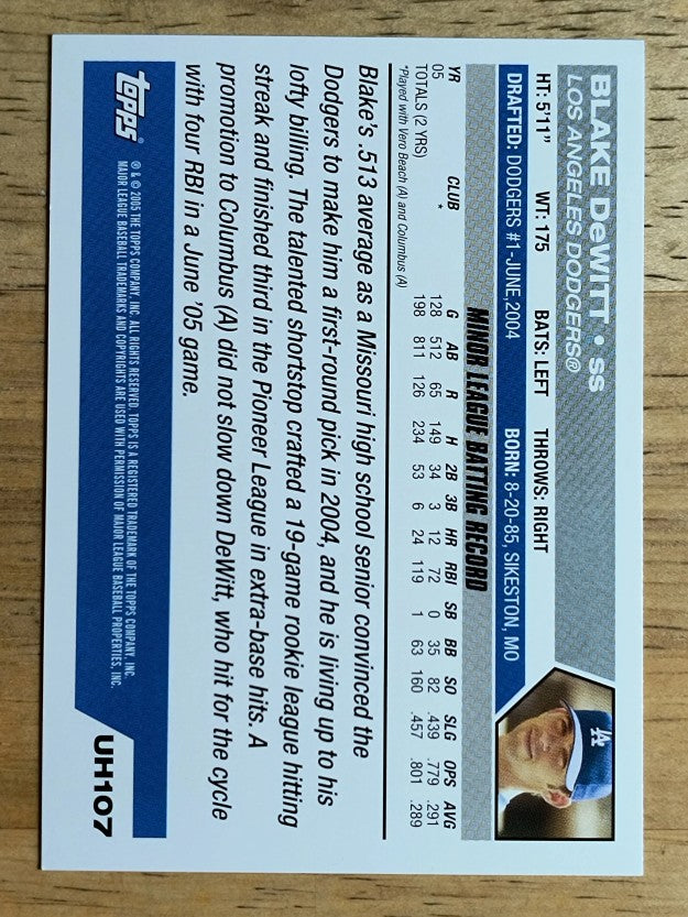 2005 Topps Update #107 Blake DeWitt PROS