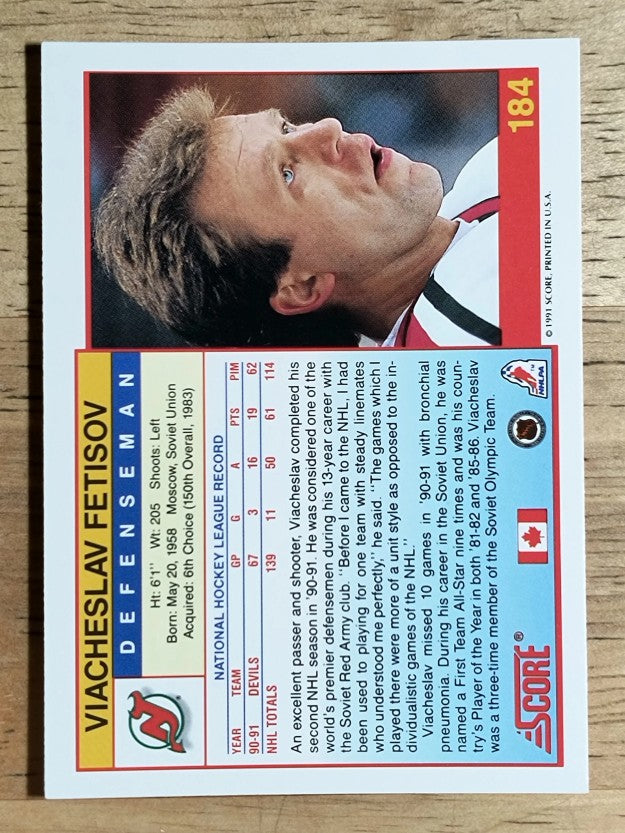 1991-92 Score Canadian English #184 Slava Fetisov