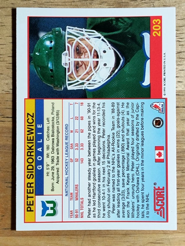 1991-92 Score Canadian English #203 Peter Sidorkiewicz