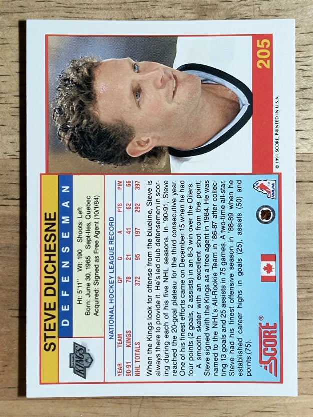 1991-92 Score Canadian English #205 Steve Duchesne