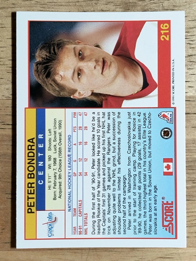 1991-92 Score Canadian English #216 Peter Bondra