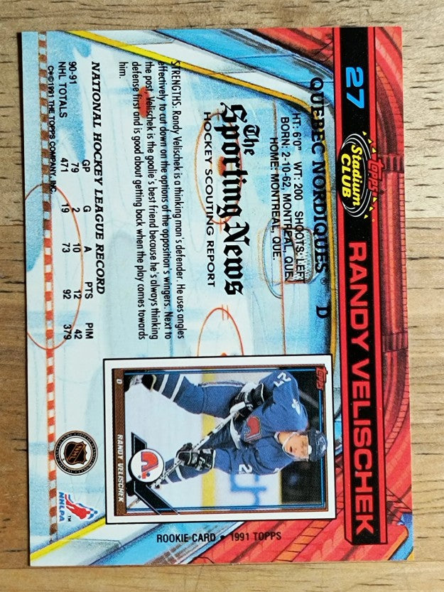 1991-92 Stadium Club #27 Randy Velischek