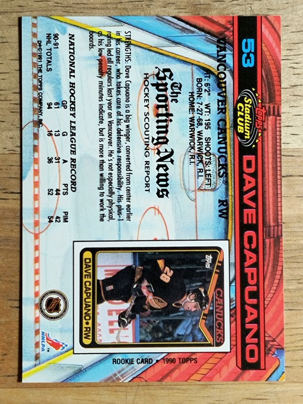 1991-92 Stadium Club #53 Dave Capuano