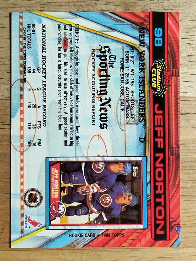 1991-92 Stadium Club #98 Jeff Norton