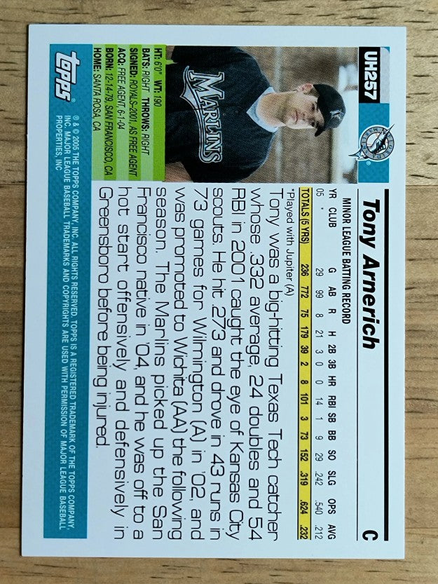 2005 Topps Update #257 Tony Arnerich FY RC