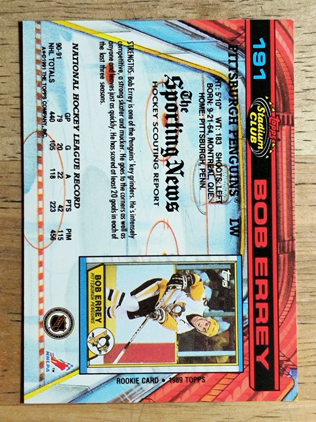 1991-92 Stadium Club #191 Bob Errey