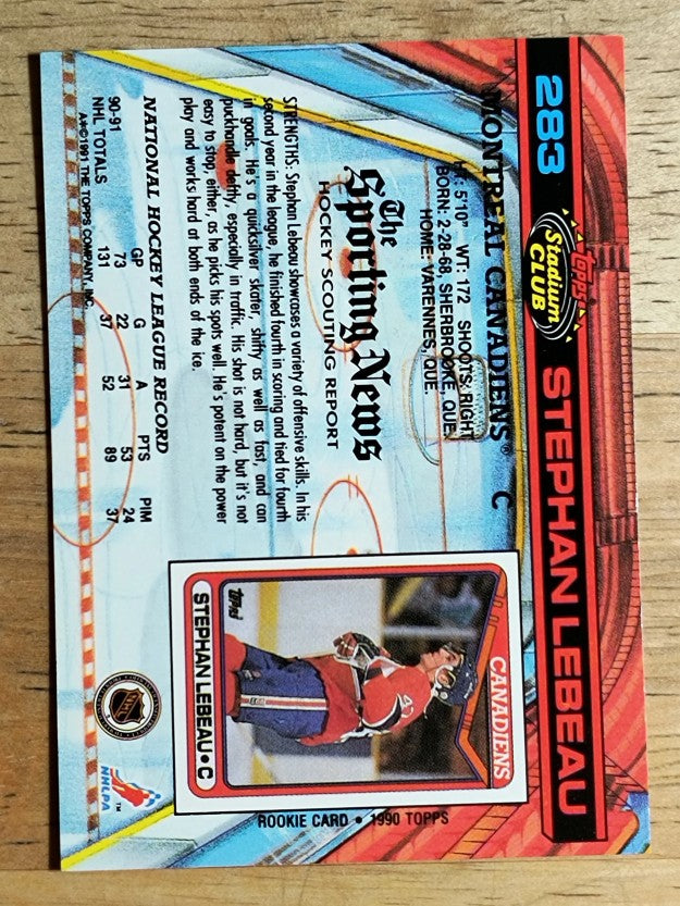 1991-92 Stadium Club #283 Stephen Lebeau