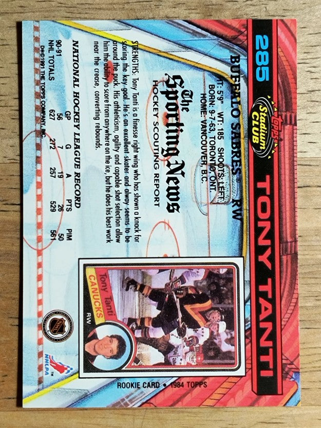 1991-92 Stadium Club #285 Tony Tanti