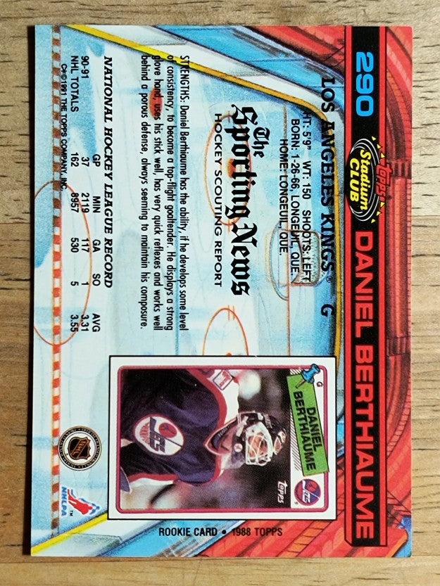 1991-92 Stadium Club #290 Daniel Berthiaume