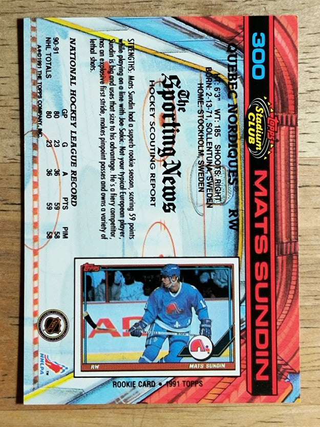 1991-92 Stadium Club #300 Mats Sundin