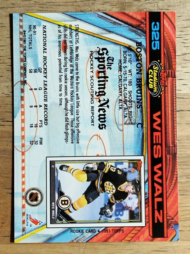 1991-92 Stadium Club #325 Wes Walz