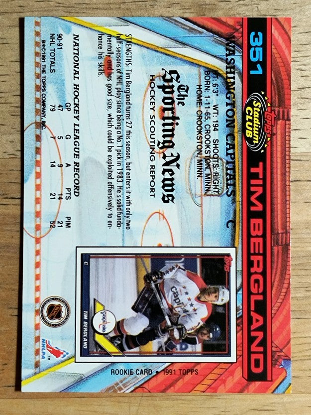 1991-92 Stadium Club #351 Tim Bergland