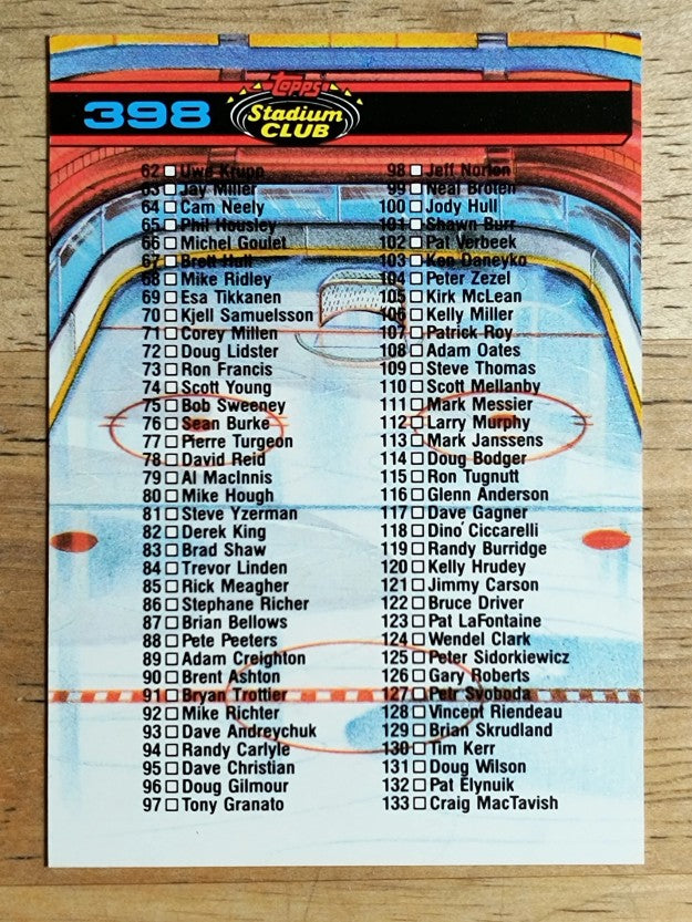1991-92 Stadium Club #398 Checklist 1-133
