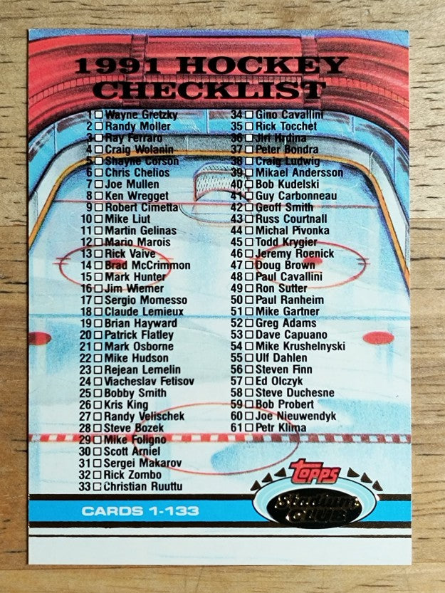 1991-92 Stadium Club #398 Checklist 1-133