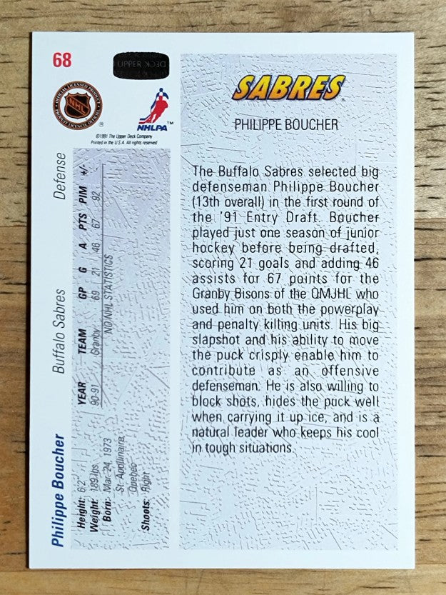 1991-92 Upper Deck #68 Philippe Boucher RC