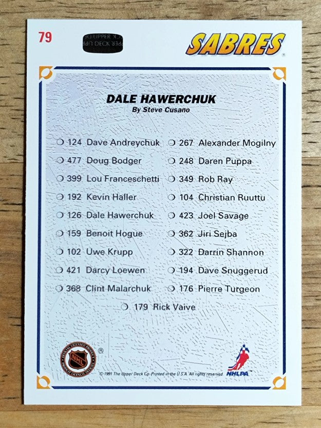 1991-92 Upper Deck #79 Dale Hawerchuk/Buffalo Sabres TC