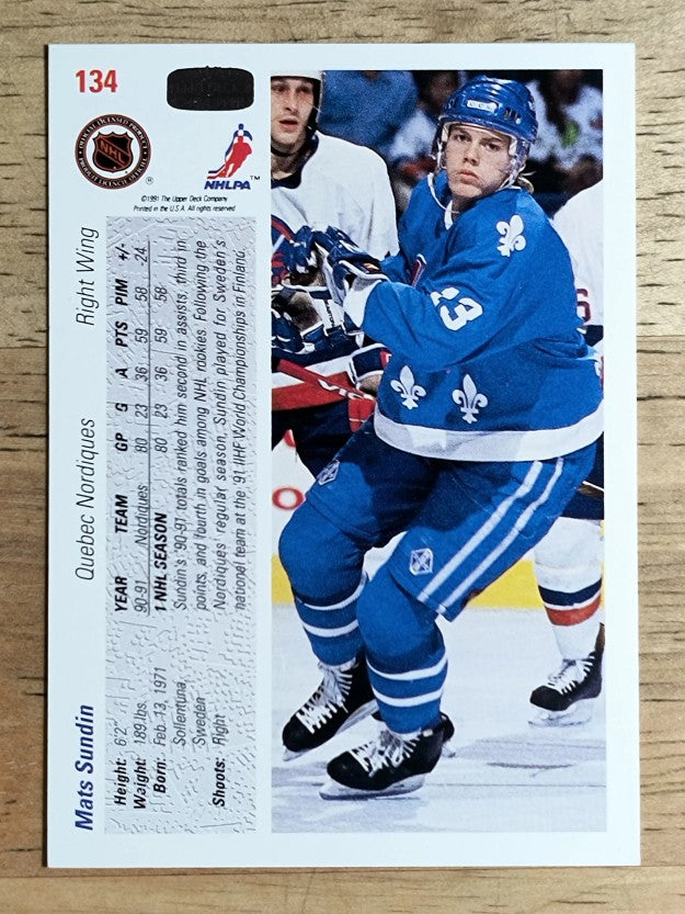 1991-92 Upper Deck #134 Mats Sundin
