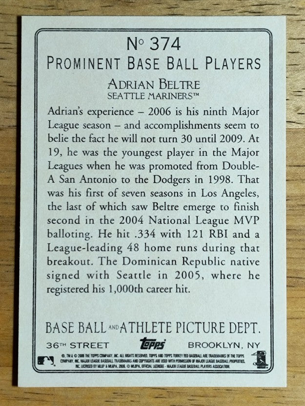 2006 Topps Turkey Red #374 Adrian Beltre