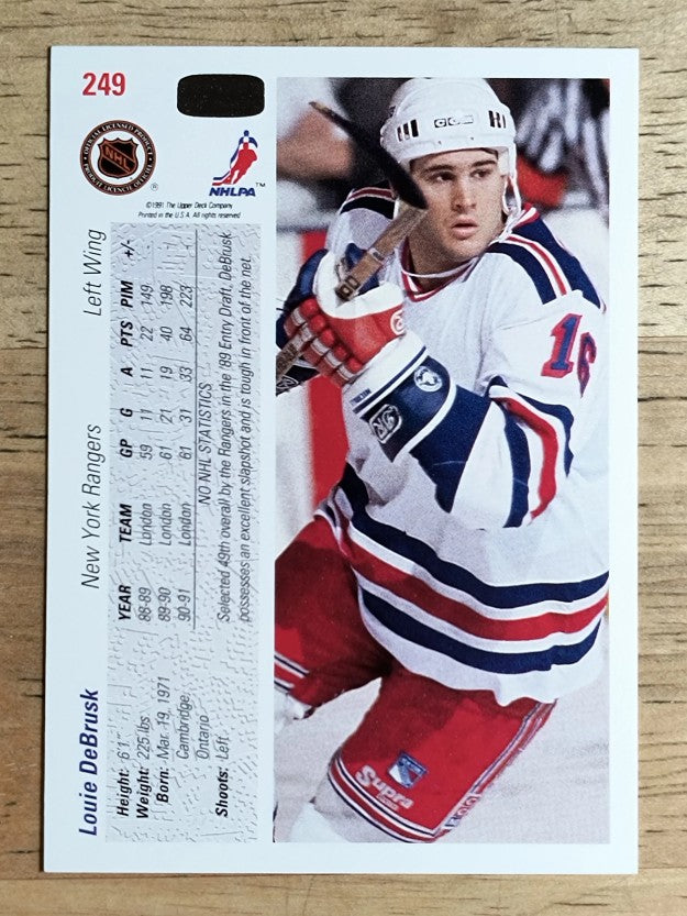 1991-92 Upper Deck #249 Louie DeBrusk RC