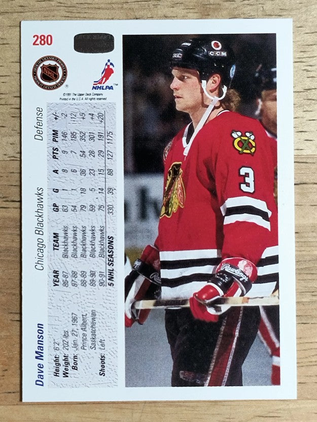 1991-92 Upper Deck #280 Dave Manson