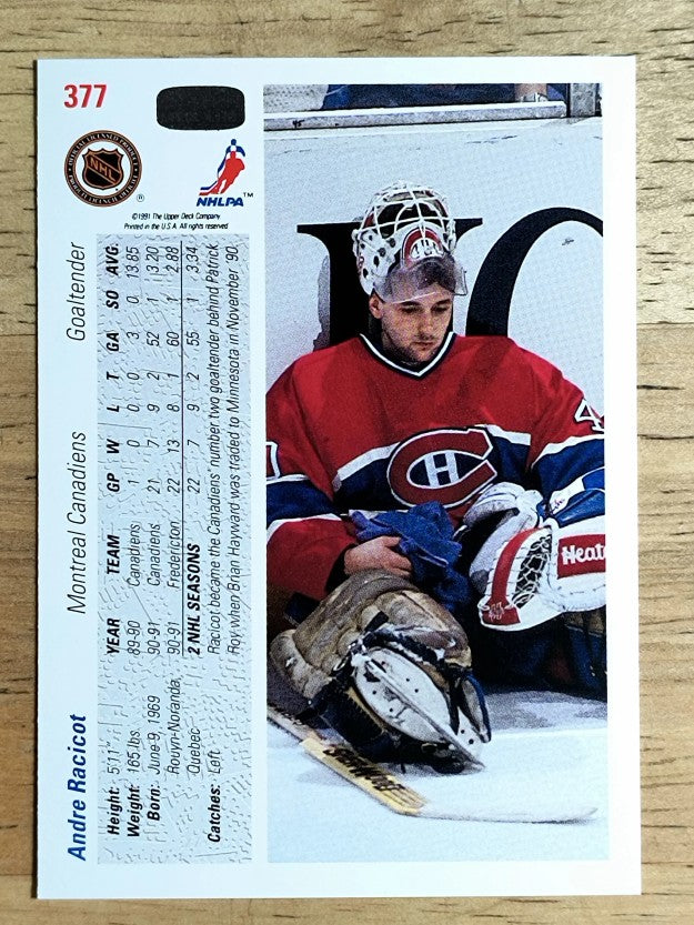1991-92 Upper Deck #377 Andre Racicot RC