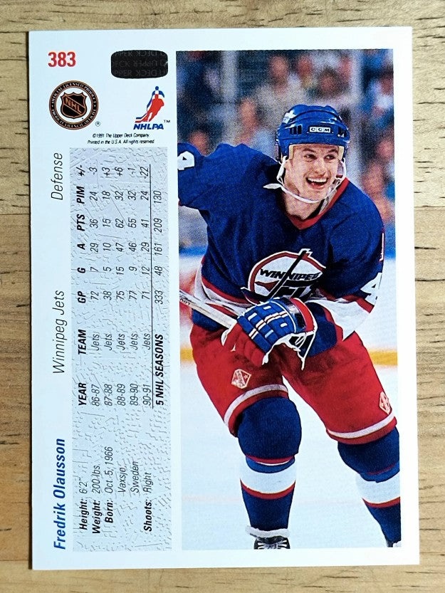 1991-92 Upper Deck #383 Fredrik Olausson
