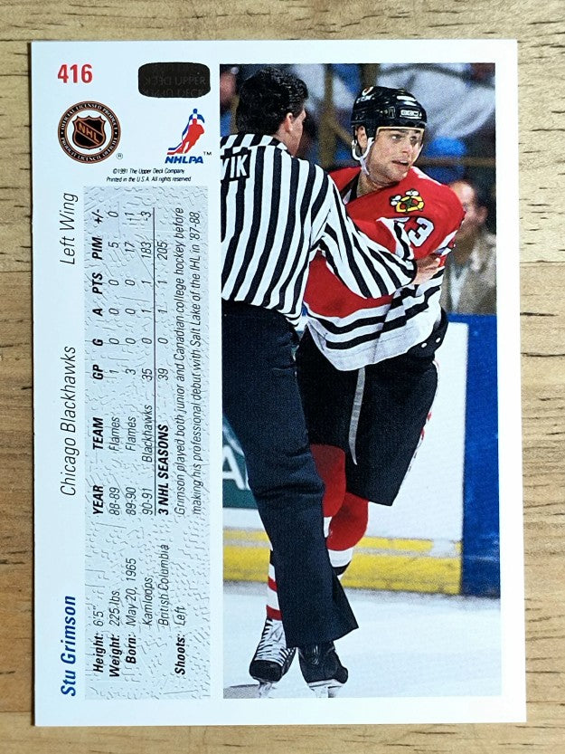 1991-92 Upper Deck #416 Stu Grimson RC