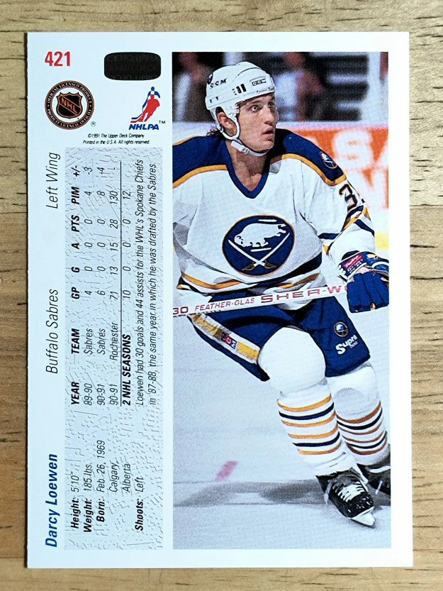 1991-92 Upper Deck #421 Darcy Loewen RC