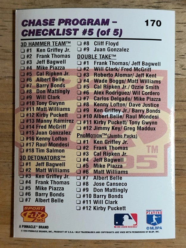 1995 Sportflix #170 Cal Ripken/Barry Bonds CL