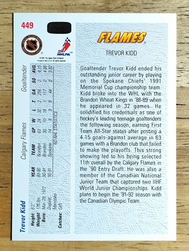 1991-92 Upper Deck #449 Trevor Kidd SR