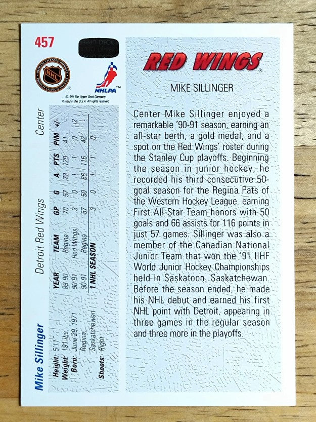 1991-92 Upper Deck #457 Mike Sillinger