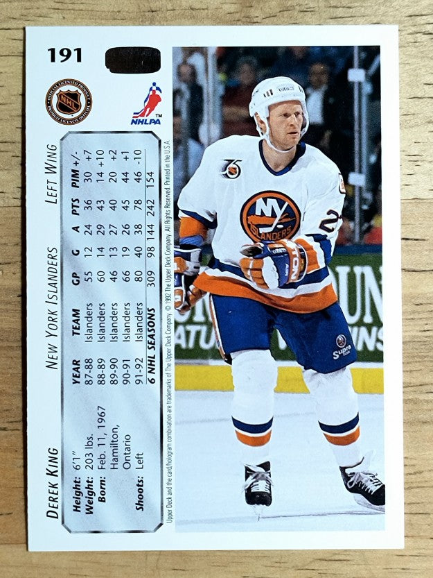 1992-93 Upper Deck #191 Derek King