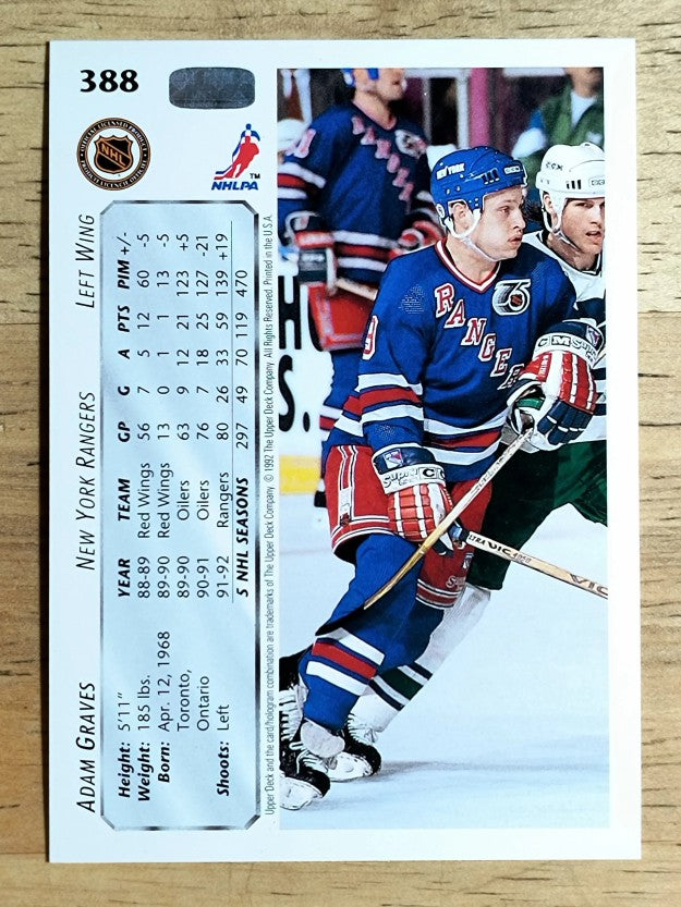 1992-93 Upper Deck #388 Adam Graves