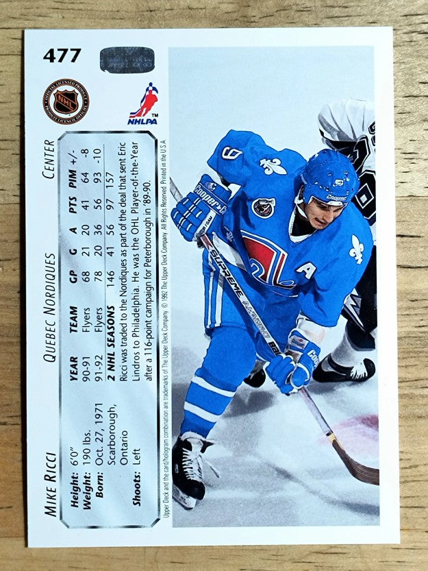 1992-93 Upper Deck #477 Mike Ricci