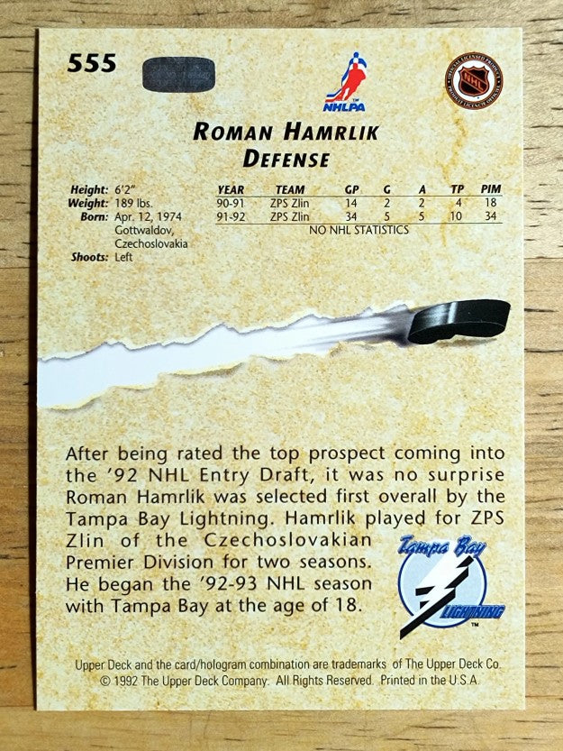 1992-93 Upper Deck #555 Roman Hamrlik RC